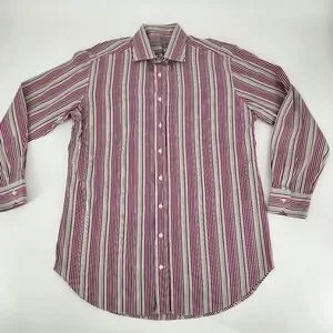 Chemise Homme Etro à Rayures Multicolores - Taille 15.5 17.5, Manches Longues - 100% Coton, Made In Italy